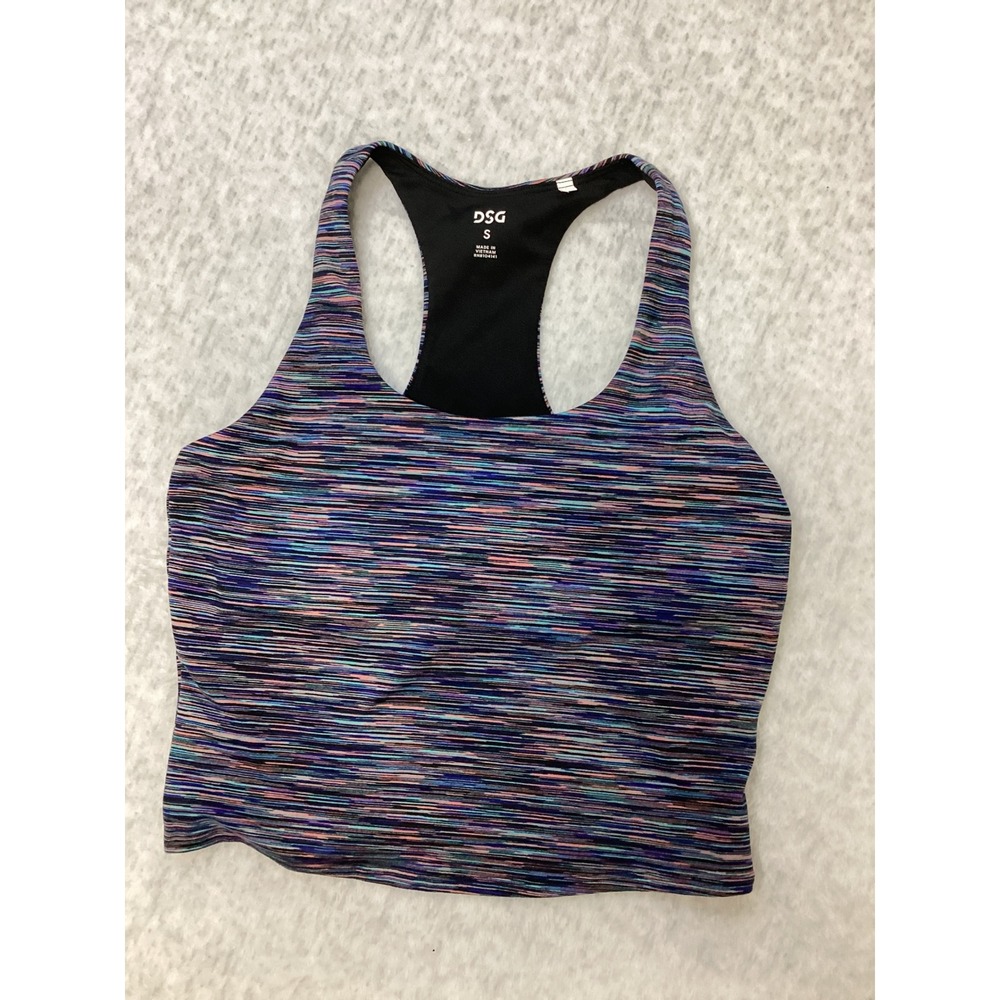 DSG Womens Space Dye Racerback Tank Top w/ Shelf Bra Blue Purple Pink Small NWOT